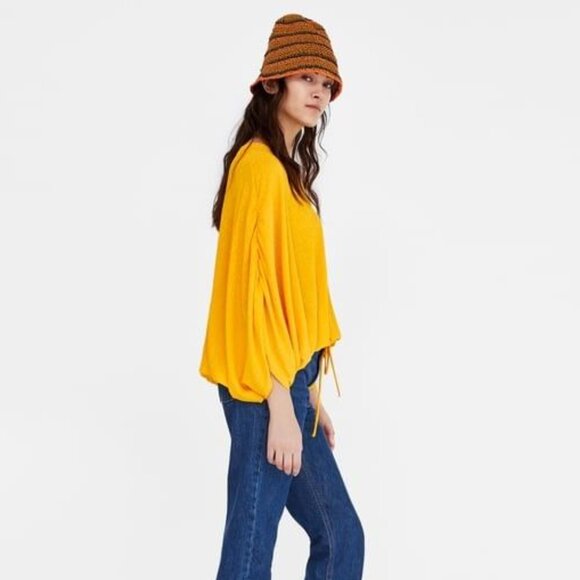 Zara flowy ruched sleeves cinch top - Picture 4 of 11